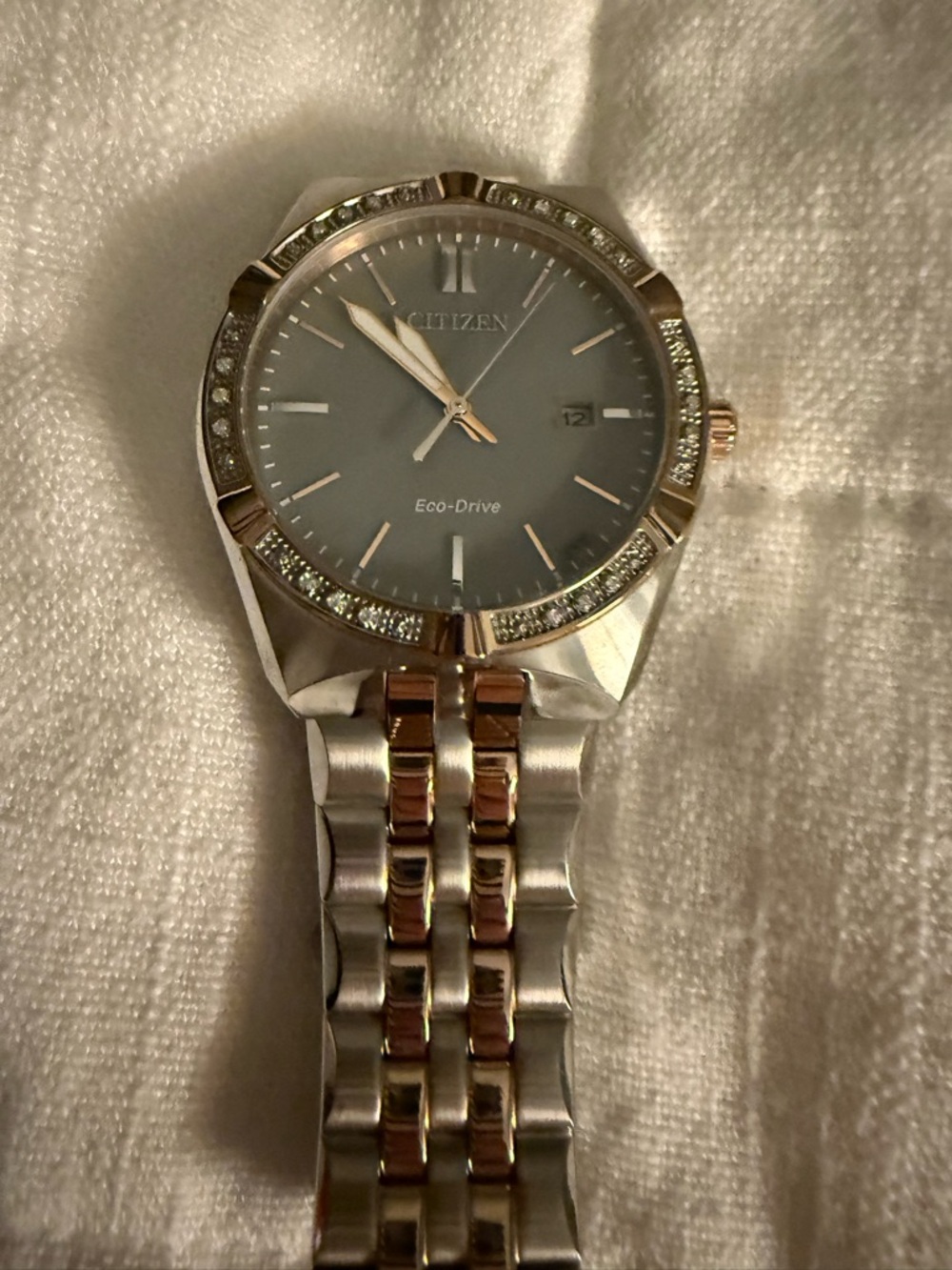 Citizen Two-Tone Silver and Gold Men's Eco-Drive Watch with Gray Dial
